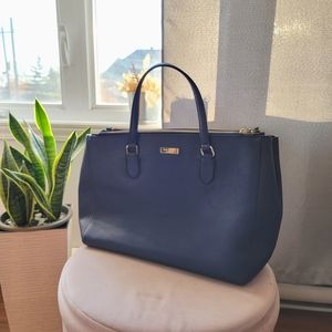 Kate spade leather blue navy bag with gold details